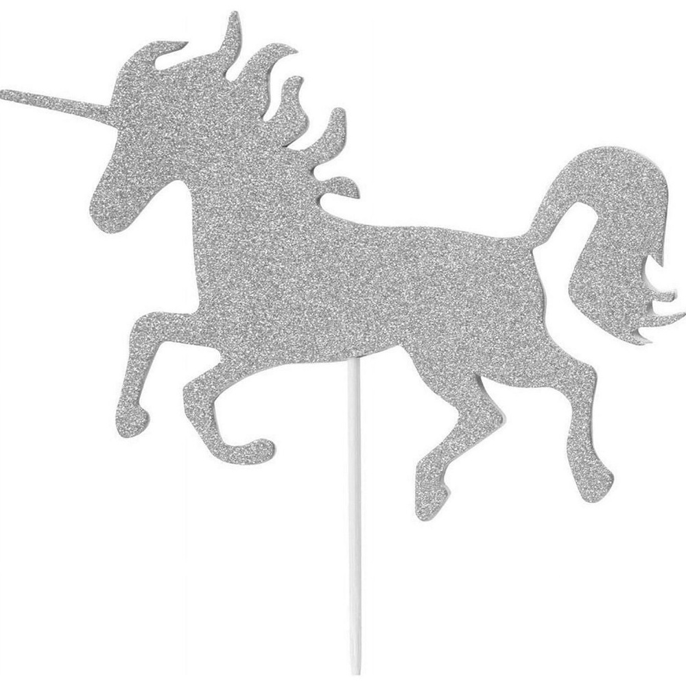 Forum Novelties Unicorn Silver Glitter Cake Topper Birthday Decoration